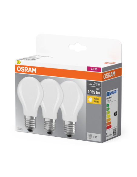 ŻARÓWKA LED 3-PAK LED BASE CLA75 7,5W 2700K ciepła biała E27 GL FR FS3 