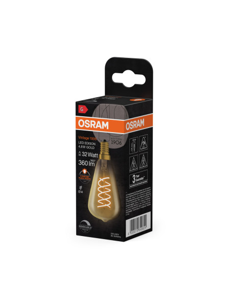 ŻARÓWKA LED 1906 VINTAGE LED EDISON GOLD32 SPIRAL DIM 4,8W 2200K E14 