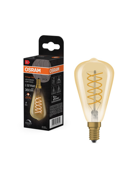 ŻARÓWKA LED 1906 VINTAGE LED EDISON GOLD32 SPIRAL DIM 4,8W 2200K E14 