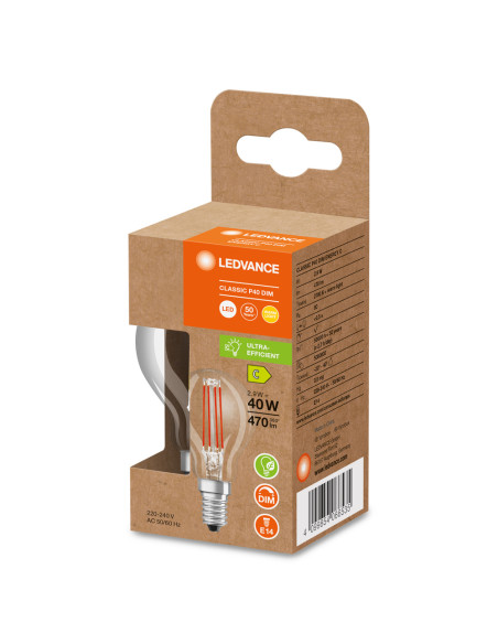 ŻARÓWKA LED S ENERGY EFFICIENCY CLP40 DIM 2.9W/827 E14 FIL CL 470LM KLASA C 