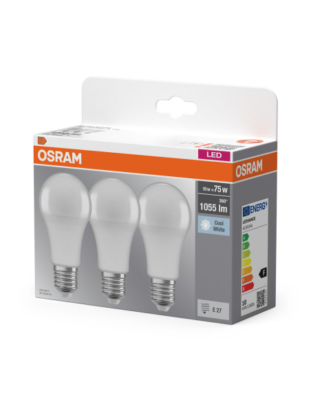 ŻARÓWKA LED  3-PAK LED BASE CLA75 10W 4000K neutralna biała E27 FR FS3 
