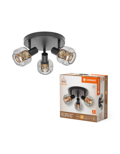 OPRAWA SUFITOWA LED DECOR SPOT FIREFLY PLATE DIM 3X2.8W 2700K ciepła biała E14 BK 