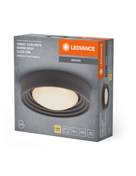 PLAFON LED ORBIS CONCRETE 400MM 18W 3000K ciepła biała CLICK DIM GRAY 