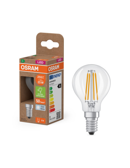 ŻARÓWKA LED ENERGY CLASS CLP25 1,2W 4000K neutralna biała E14 255LM FIL EE  KLASA A 