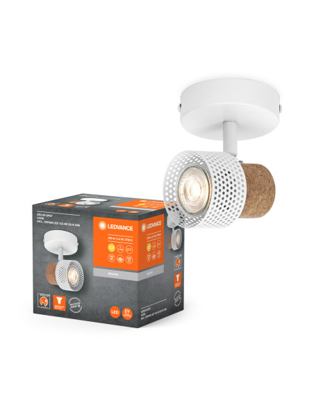 KINKIET LED DECOR SPOT CORK DIM 1X3.4W 2700K ciepła biała GU10 WH 