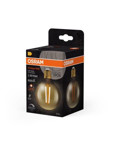 ŻARÓWKA LED 1906 VINTAGE LED GLOBE80 DIM GOLD60 7,2W/824 FIL 806LM E27 