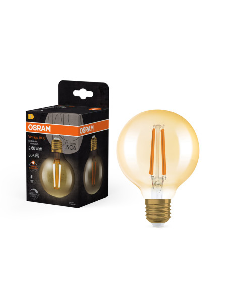 ŻARÓWKA LED 1906 VINTAGE LED GLOBE80 DIM GOLD60 7,2W/824 FIL 806LM E27 