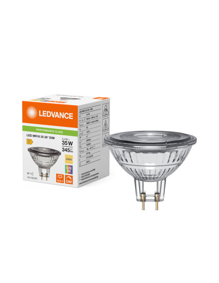 ŻARÓWKA LED P SPOT MR16 GL 35 36° DIM 3,4W 3000K ciepła biała CRI90 GU5.3 12V 345LM 