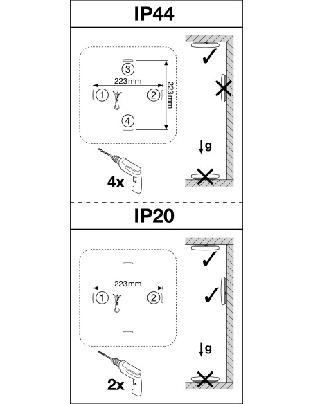 PLAFON LED SURFACE SQUARE 330 SENSOR VALUE 24W 3CCT 2000LM IP44 