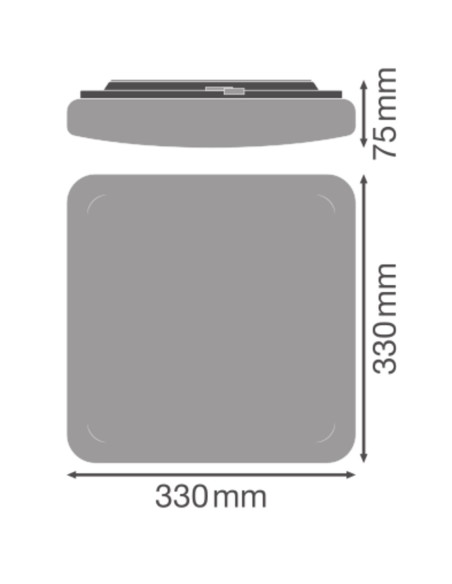 PLAFON LED SURFACE SQUARE 330 SENSOR VALUE 24W 3CCT 2000LM IP44 