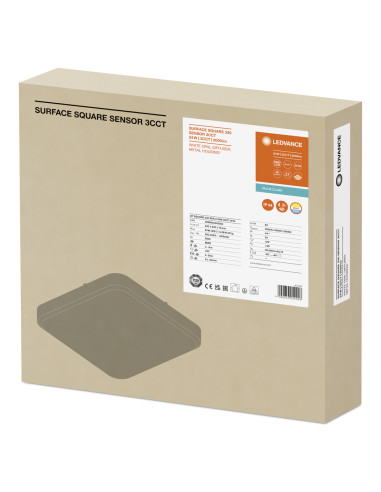 PLAFON LED SURFACE SQUARE 330 SENSOR VALUE 24W 3CCT 2000LM IP44 
