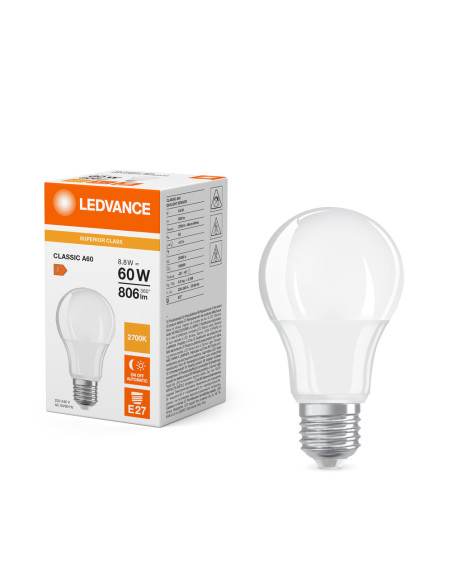 ŻARÓWKA LED S LED DS S CLA60 FR 8,8W 2700K ciepła biała  E27 806LM DAYLIGHT SENSOR 