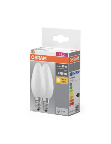  ŻARÓWKA LED  2-PAK LED BASE CLB40 4W 2700K ciepła biała E14 GL FR FS2 