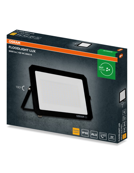 NAŚWIETLACZ FLOOD LED LUX 100W 3000K 9000LM BK IP65 3Y 