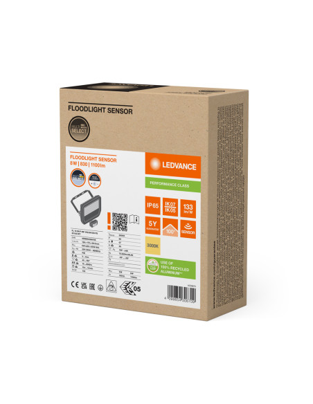 NAŚWIETLACZ FLOOD LED SENSOR 10 P 8W/6W 1100LM/780LM PS 3000K SY100 WT IP65 GEN4 