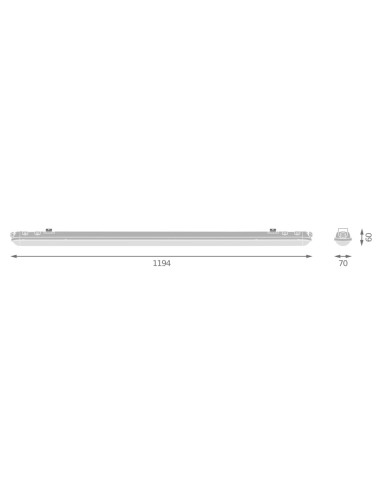 OPRAWA HERMETYCZNA LED DAMP PROOF 1200 E 42W 6500K zimna biała  VW 120° IP65  5670LM 