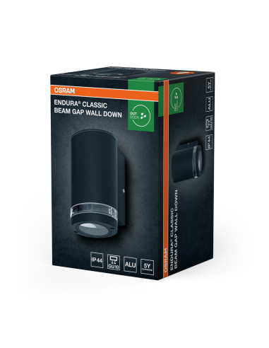 KINKIET ZEWNĘTRZNY ENDURA CLASSIC BEAM GAP WALL DOWN GU10 IP44 ALU GY