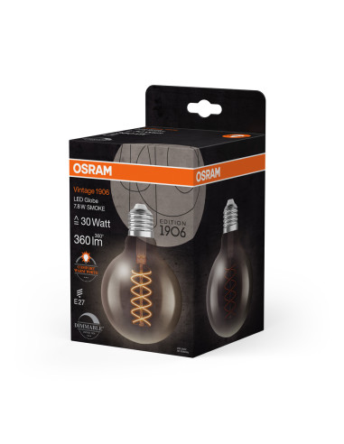 ŻARÓWKA LED 1906 VINTAGE LED GLOB95 SMOKE30 DIM 7,8W/818 FIL 360LM E27 