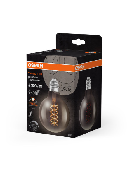 ŻARÓWKA LED 1906 VINTAGE LED GLOB95 SMOKE30 DIM 7,8W/818 FIL 360LM E27 
