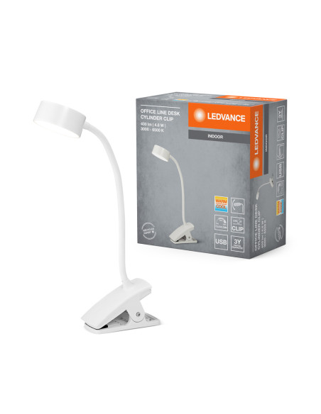 LAMPKA BIURKOWA OFFICE LINE DESK CYLINDER CLIP 4.8W TW DIM WHITE 