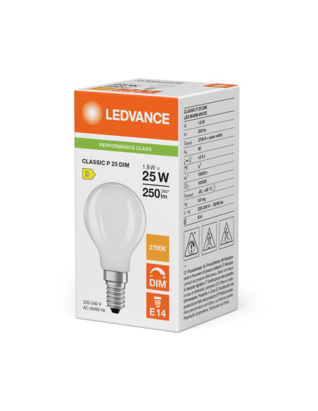 ŻARÓWKA LED P CLP25 DIM 1,8W 2700K ciepła biała E14 FIL FR 250LM 