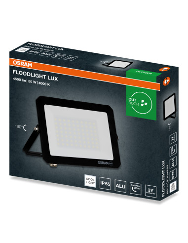 NAŚWIETLACZ FLOOD LED LUX 50W 4000K 4500LM BK IP65 3Y 