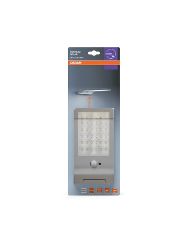LAMPA ZEWNĘTRZNA SOLAR DOORLED 3W Z CZUJNIKIEM RUCHU I ZMIERZCHU PANEL SŁONECZNY SILVER 