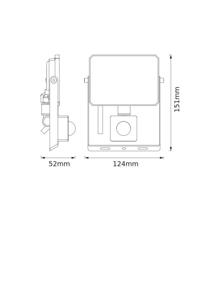 NAŚWIETLACZ FLOOD LED LUX SENSOR 20W 6500K 1800LM BK IP65 3Y 