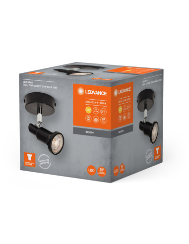 OPRAWA SUFITOWA PUNKTOWA LED SPOT GU10 1X3,4W 2700K ciepła biała DIM 230LM 230V CZARNA 