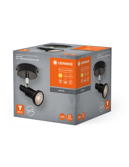 OPRAWA SUFITOWA PUNKTOWA LED SPOT GU10 1X3,4W 2700K ciepła biała DIM 230LM 230V CZARNA 