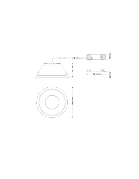 DL COMFORT DALI DA250 42W/36W/30W UGR19 3000K/4000K 120LM/W WT IP44 RA90 