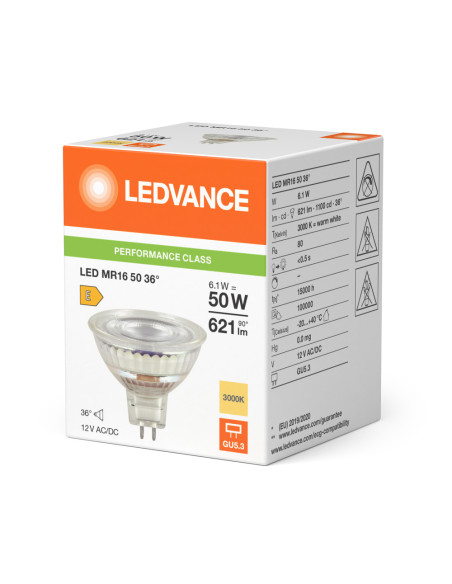 ŻARÓWKA LED P SPOT MR16 GL 50 36° 6,1W 3000K ciepła biała GU5.3 12V 621LM 

