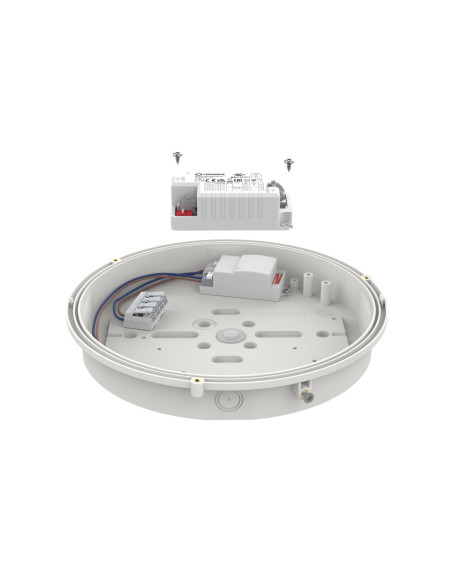 SURFACE BULKHEAD ROUND 250 P 9,5W/8W/6,5W/5,5W 3000K/4000K 128LM/W CPS WH IP65 