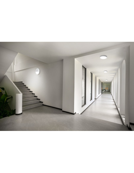 SURFACE BULKHEAD ROUND 250 P 9,5W/8W/6,5W/5,5W 3000K/4000K 128LM/W CPS WH IP65 