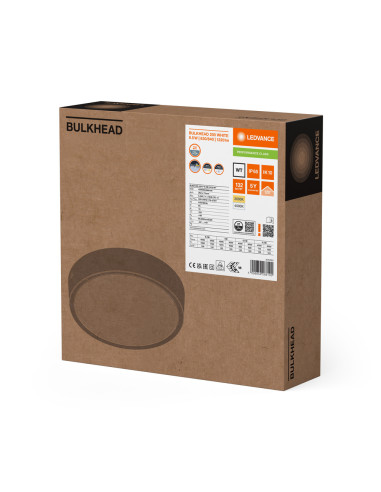 SURFACE BULKHEAD ROUND 250 P 9,5W/8W/6,5W/5,5W 3000K/4000K 128LM/W CPS WH IP65 