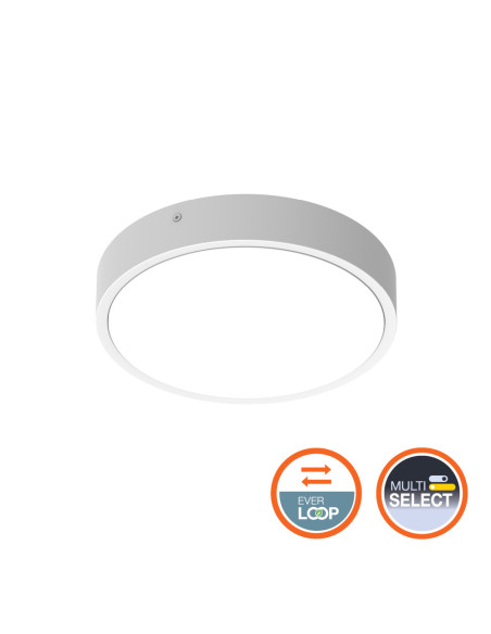 SURFACE BULKHEAD ROUND 250 P 9,5W/8W/6,5W/5,5W 3000K/4000K 128LM/W CPS WH IP65 