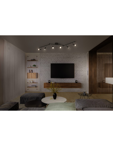 OPRAWA SUFITOWA PUNKTOWA LED SPOT GU10 6X3,4W 2700K ciepła biała DIM 1380LM 230V CZARNA 