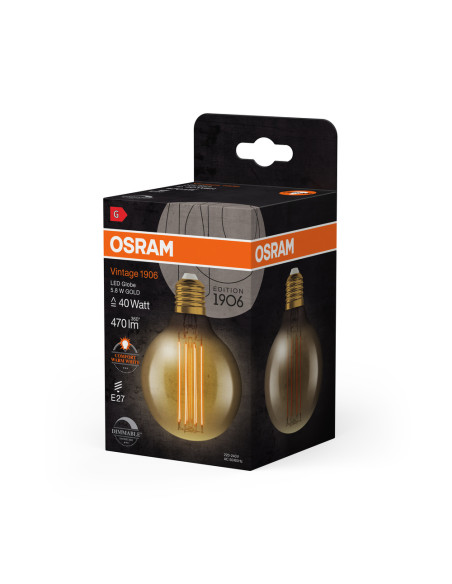 ŻARÓWKA LED 1906 VINTAGE LED GLOBE80 DIM GOLD40 5,8W/822 FIL 470LM E27 