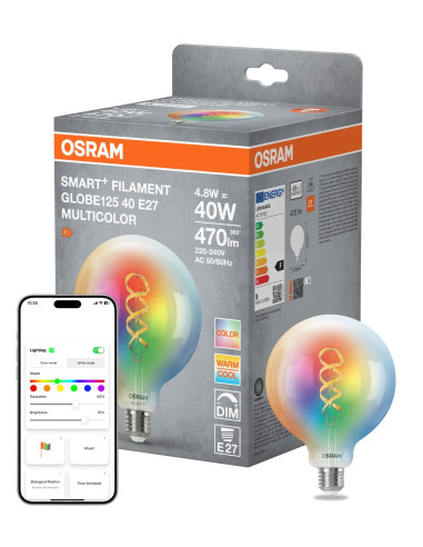 ŻARÓWKA LED SMART+ MATTER G125 40 4.8W 827...865 FIL MULTICOLOR E27 RGBW
