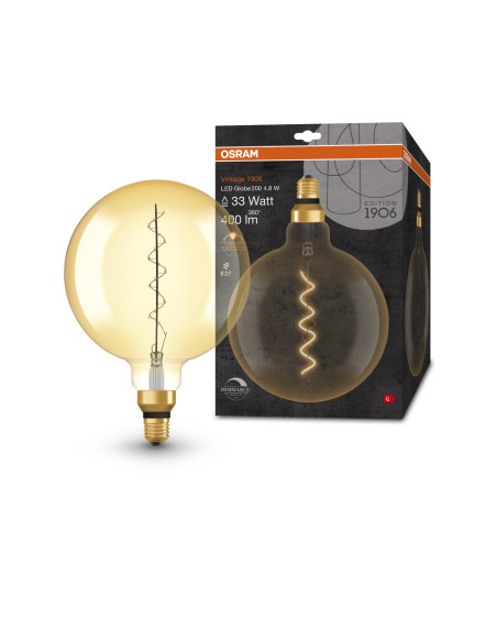 ŻARÓWKA LED 1906 VINTAGE LED GOLD33 GLOB200 DIM 4,8W 2200K E27 400LM SFIL 