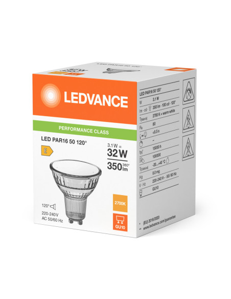 ŻARÓWKA LED P SPOT PAR16 GL 50 30 120° 3,1W 2700K ciepła biała GU10 350LM 