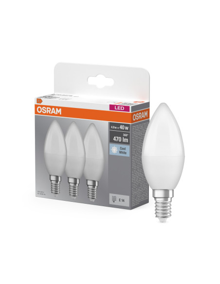  ŻARÓWKA LED  3-PAK LED BASE CLB40 4,9W 4000K neutralna biała E14 FR FS3 