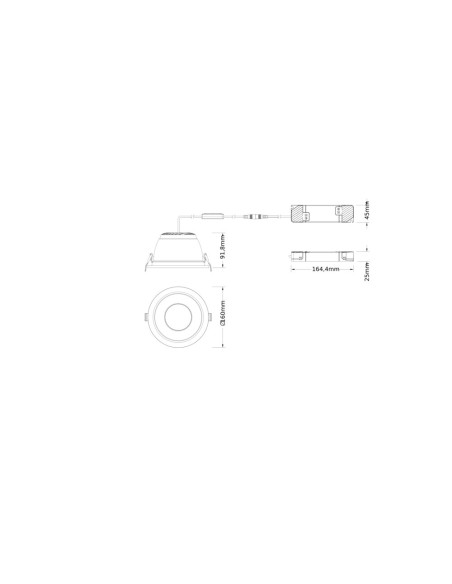 DL COMFORT DALI DA150 18W/15W/12W UGR19 3000K/4000K 120LM/W WT IP44 RA90 