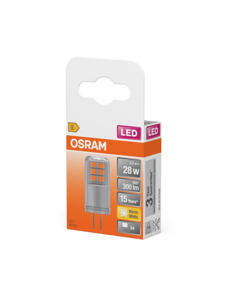 ŻARÓWKA LED PIN28 CL 2,2W 2700K ciepła biała 320° 300LM 12V G4 