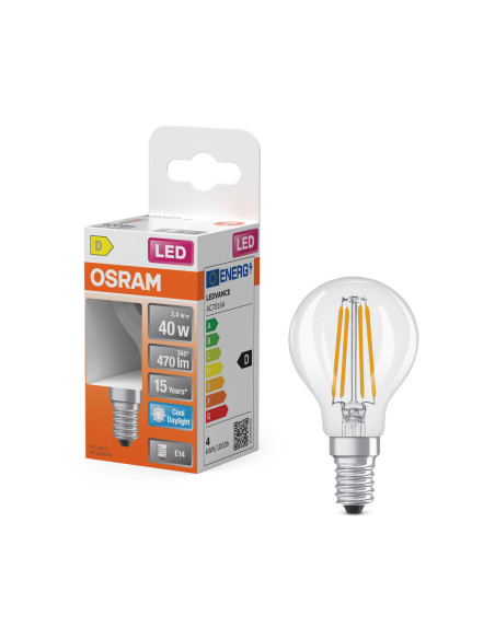 ŻARÓWKA LED STAR RF CLP40 3,4W 6500K zimna biała E14 FIL 470LM 
