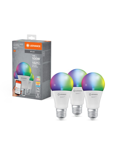 ŻARÓWKA LED 3-PAK SMART+ WIFI A100 RGBW 14W FR E27 