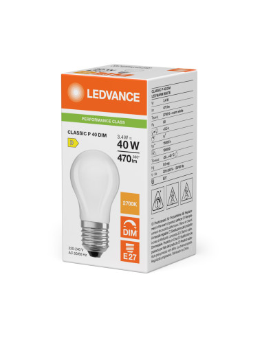 ŻARÓWKA LED P CLP40 DIM 3,4W 2700K ciepła biała E27 FIL FR 470LM  