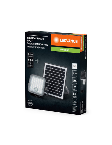 NAŚWIETLACZ ENDURA FLOOD SPLIT SOLAR SENSOR 10W 4000K 1400LM BK 