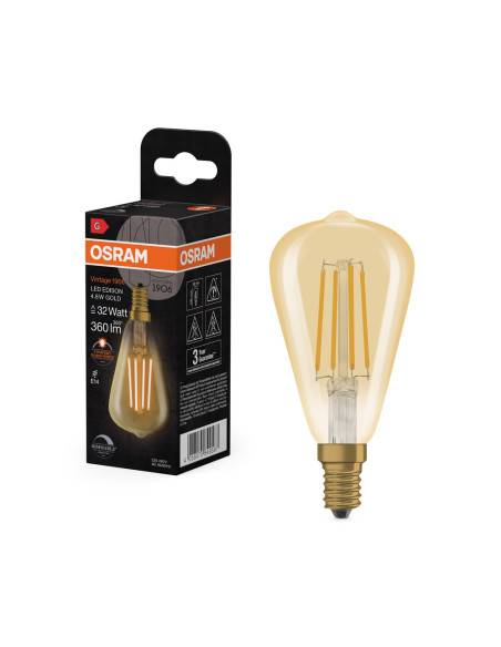 ŻARÓWKA LED 1906 VINTAGE LED EDISON GOLD32 DIM 4,8W 2200K E14 