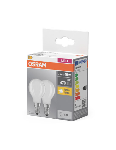  ŻARÓWKA LED  2-PAK LED BASE CLP40 4W 2700K ciepła biała E14 GL FR FS2 